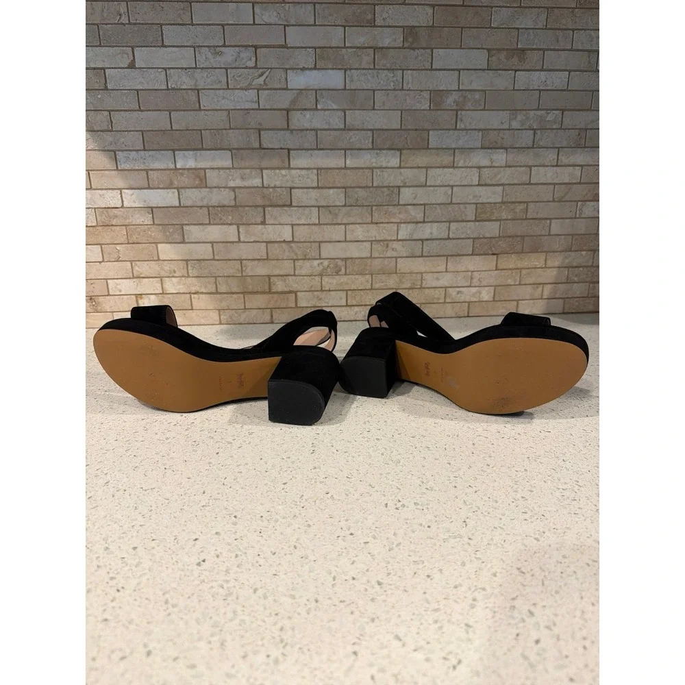 Coach Black Leather Ankle Strap Sandals Women's Block Heel